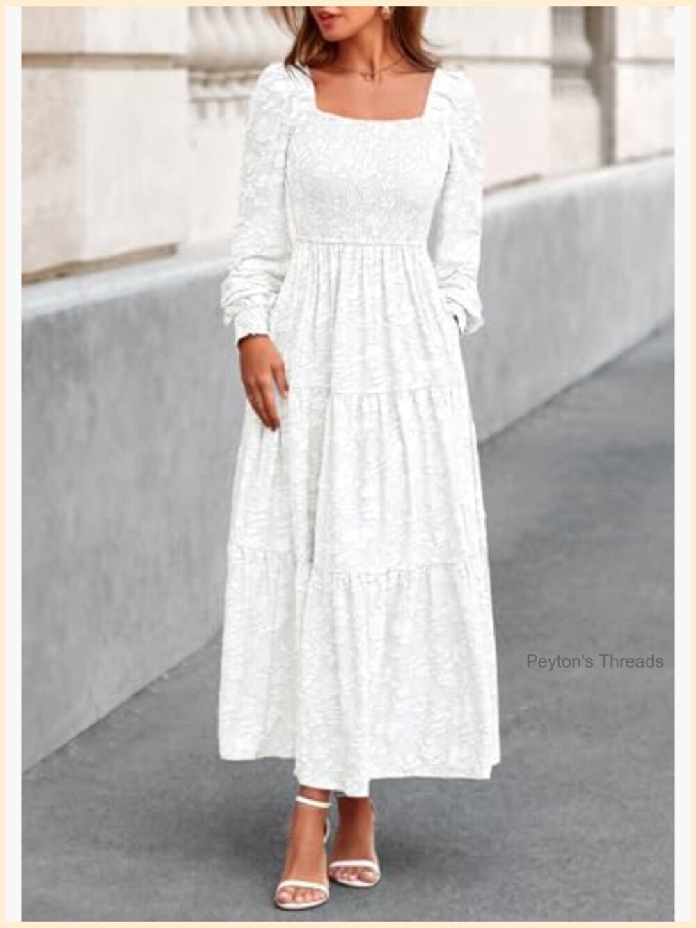 Long Sleeve Smocked Floral Maxi Dress with Pockets - Picture 5 of 7